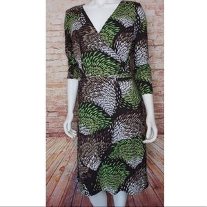 Ann Taylor LOFT | Abstract Faux Wrap V-Neck Dress